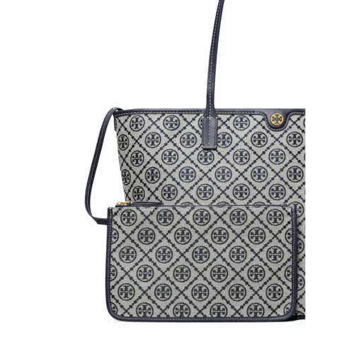T Monogram Zip Tote Tory Navy - Stylish & Luxury Designer Tote Bag