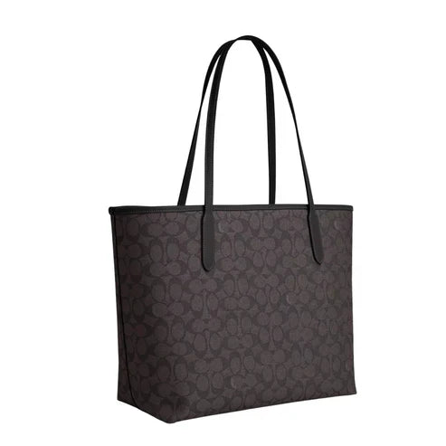 Coach City Tote in Black Signature Canvas - 5696