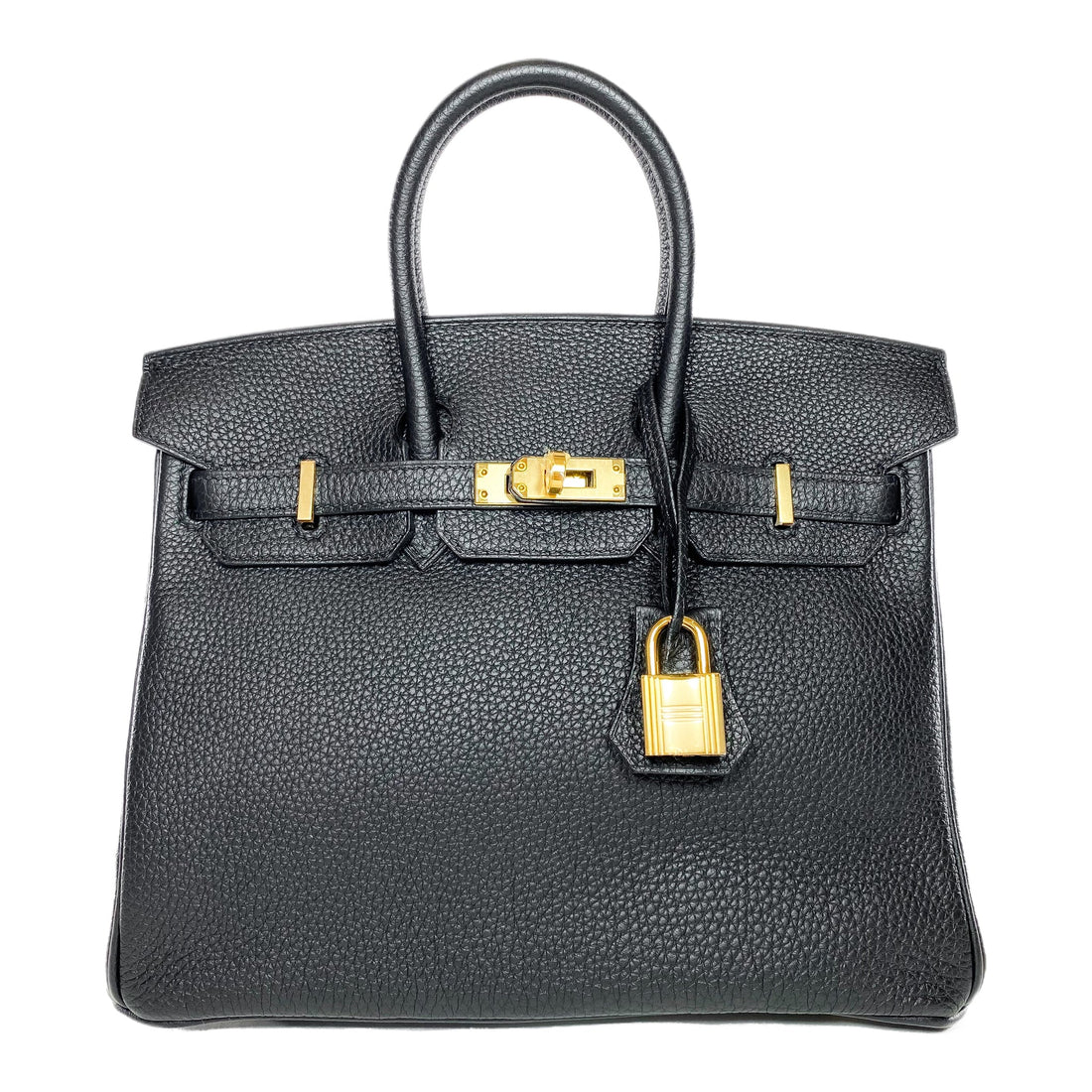 Hermes Birkin Leather Gold Handbag Bag for Women (Black Matt)