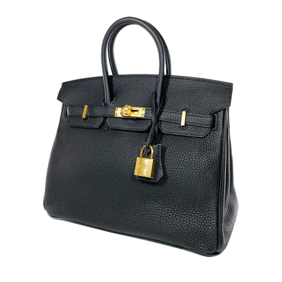 Hermes Birkin Leather Gold Handbag Bag for Women (Black Matt)
