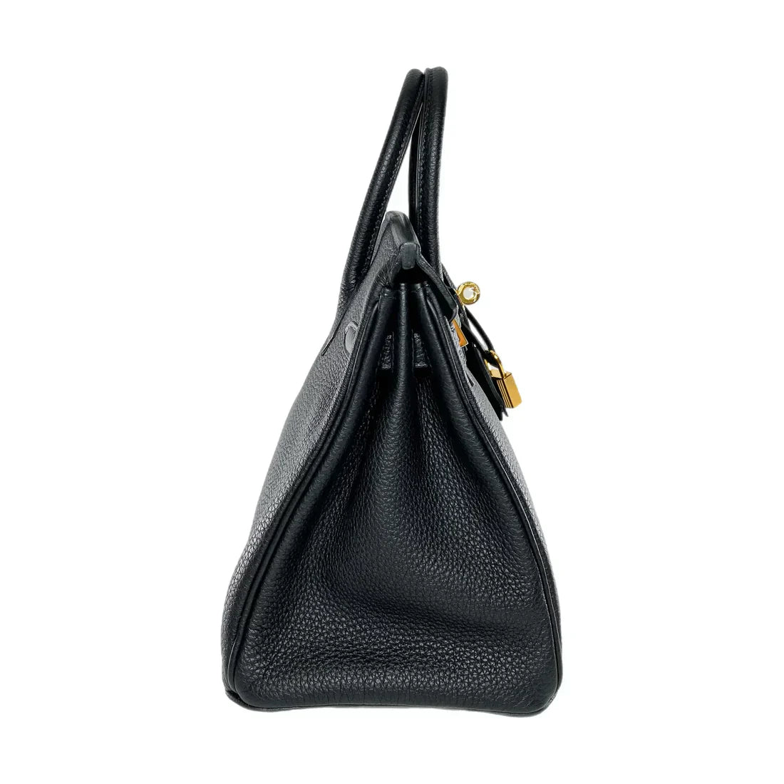 Hermes Birkin Leather Gold Handbag Bag for Women (Black Matt)