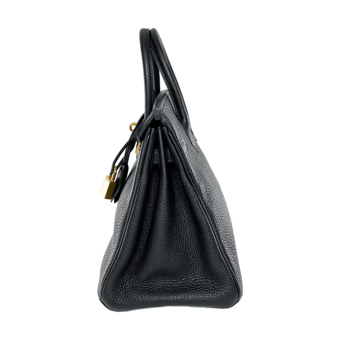 Hermes Birkin Leather Gold Handbag Bag for Women (Black Matt)