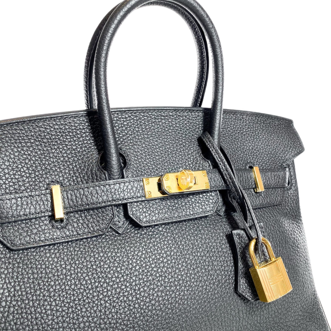 Hermes Birkin Leather Gold Handbag Bag for Women (Black Matt)