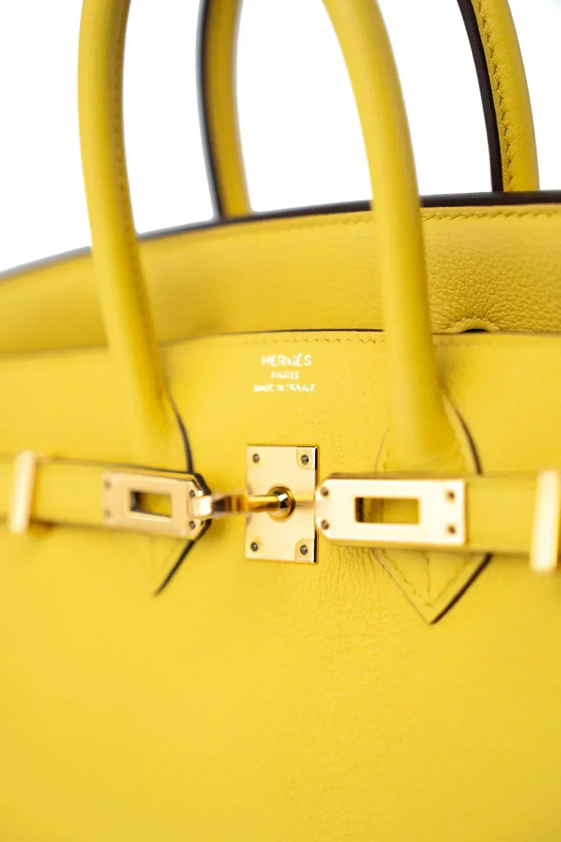 Hermes Birkin Leather Gold Handbag Bag for Women (Yellow Shine)