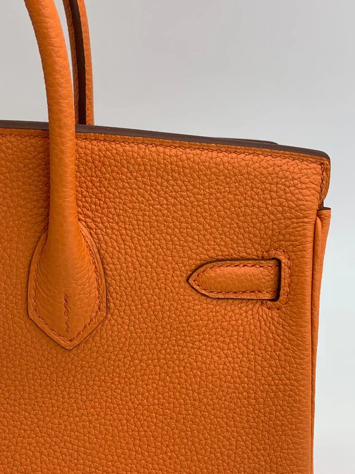 Hermes Birkin Leather Gold Handbag Bag for Women (Orange Matt)